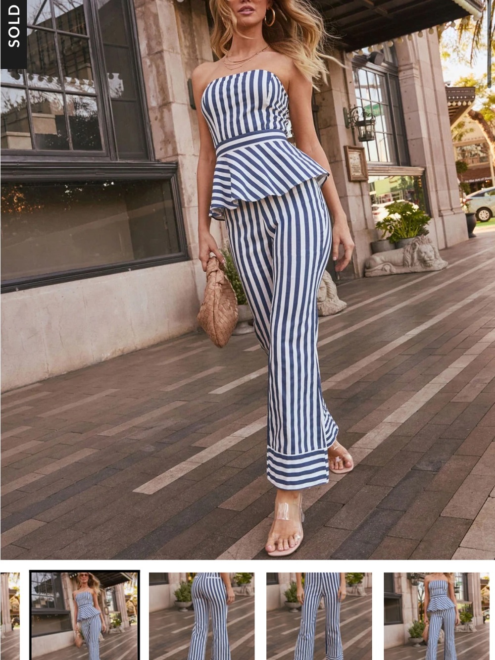 VICI Navy and White Striped Pants and top - Picture 3 of 7